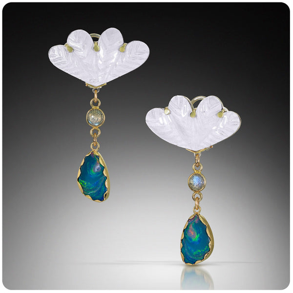 Enamel and boulder opal earrings